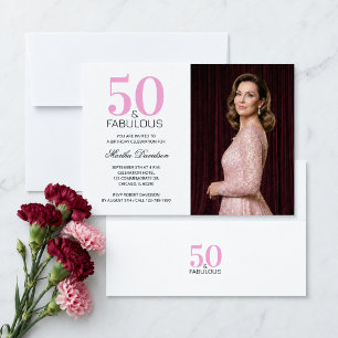 50 and Fabulous Pink 50th Birthday Invitation
