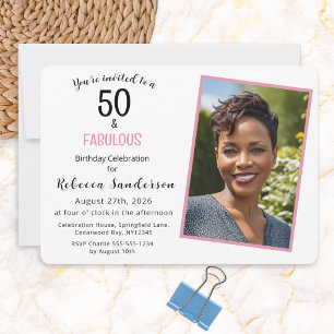 50 and Fabulous Pink 50th Birthday Party Invitation