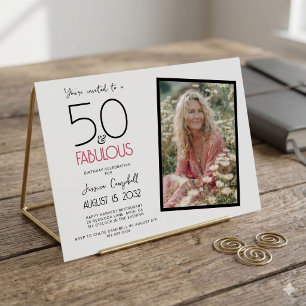 50 and Fabulous Pink 50th Birthday Party Invitation