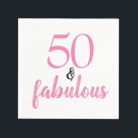 50 and fabulous pink and black birthday napkin<br><div class="desc">Celebrate a milestone in style with our "50 and Fabulous Pink and Black Birthday Napkins." These napkins are a must-have for anyone looking to add a touch of elegance and fun to their 50th birthday celebration. The striking combination of pink and black exudes sophistication and joy, perfectly capturing the spirit...</div>