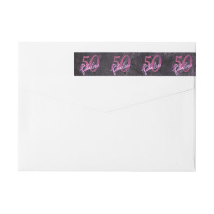 50 and Fabulous Pink and Purple Jewel Tone Party Wrap Around Label