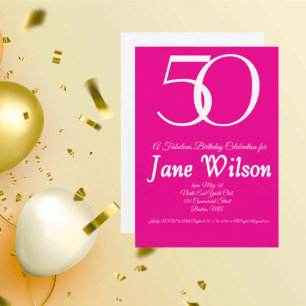 50 and fabulous pink birthday invitation 