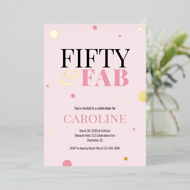 50 and Fabulous Pink Birthday Party Invitation (Creator Uploaded)