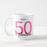 50 and Fabulous Pink Black 50th Birthday Coffee Mug<br><div class="desc">Do you know a special woman celebrating her 50th birthday and you need something as unique as she is? She will love this fun and colourful pink and black 50 & fabulous coffee mug.</div>