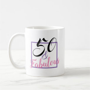 50 and Fabulous Pink Black 50th Birthday Gift Mug