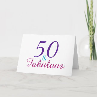 50 and Fabulous Pink Blue Violet Personalise Card