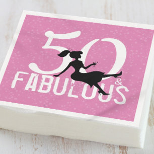50 and Fabulous Pink Custom Napkin