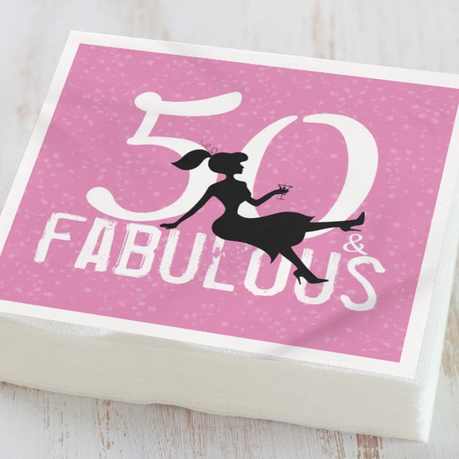 50 and Fabulous Pink Custom Napkin (Creator Uploaded)