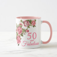 50 and Fabulous Pink Floral | 50th Birthday Gift
