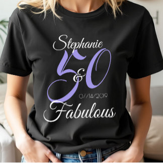 50 and Fabulous Pink Personalised Birthday Party T-Shirt