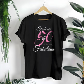 50 and Fabulous Pink Personalised Birthday Party T-Shirt