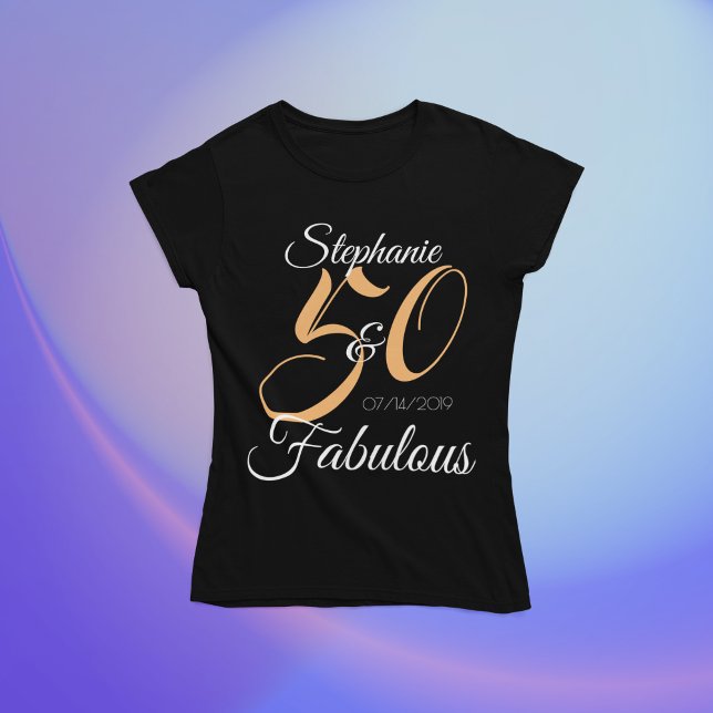 50 and Fabulous Pink Personalised Birthday Party T T-Shirt (Creator Uploaded)