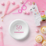 50 And Fabulous Pink Stylish Birthday Party Cute Paper Plate<br><div class="desc">Designed with elegant & simple pink text templates,  this is perfect for the 50th birthday party celebrations!</div>