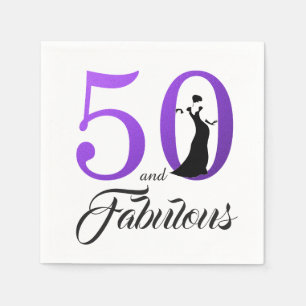 50 and Fabulous Purple Birthday Party Napkin