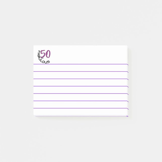 "50 and Fabulous" | Purple & Black Typography Post-it Notes (Front)