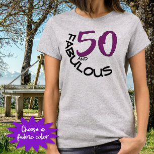 50 and Fabulous Purple & Black Typography T-Shirt
