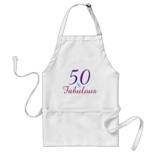 50 and Fabulous Purple Pink Blue Birthday Party Standard Apron