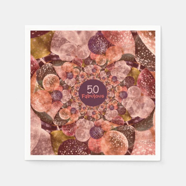 50 And Fabulous Purple Pink Kaleidoscope Balloons Napkin (Front)