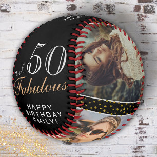 50 and Fabulous Quote Black 3 Photo 50th Birthday Softball