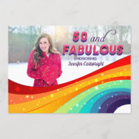 50 and Fabulous Rainbow Sparkle Photo Birthday