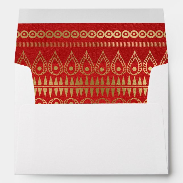50 And Fabulous Red Black Gold Glitter Lined Envelope (Back (Bottom))