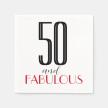 50 and Fabulous Retro Birthday Red Black