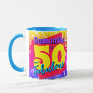 50 and Fabulous Retro Custom 50th Birthday Mug