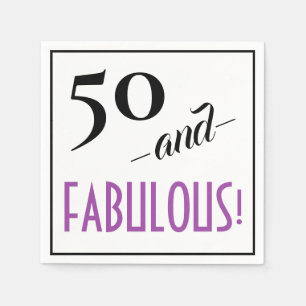 50 and FABULOUS! Retro Happy 50th Birthday Party Napkin