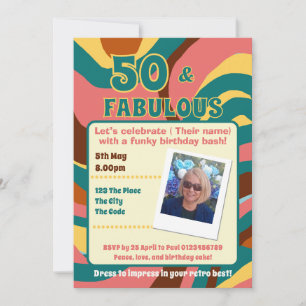50 and Fabulous retro style birthday party Invitation