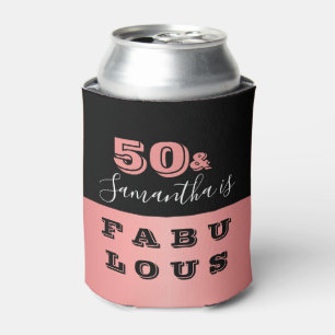 50 and Fabulous Rose Gold 50th Birthday Party Can Cooler