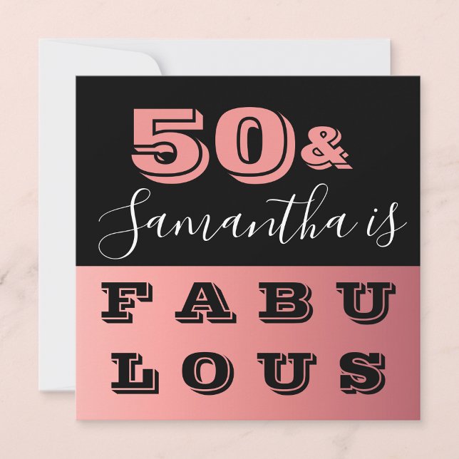 50 and Fabulous Rose Gold 50th Birthday Party Invitation (Creator Uploaded)