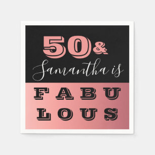 50 and Fabulous Rose Gold 50th Birthday Party Napkin