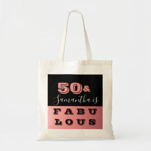50 and Fabulous Rose Gold 50th Birthday Tote Bag
