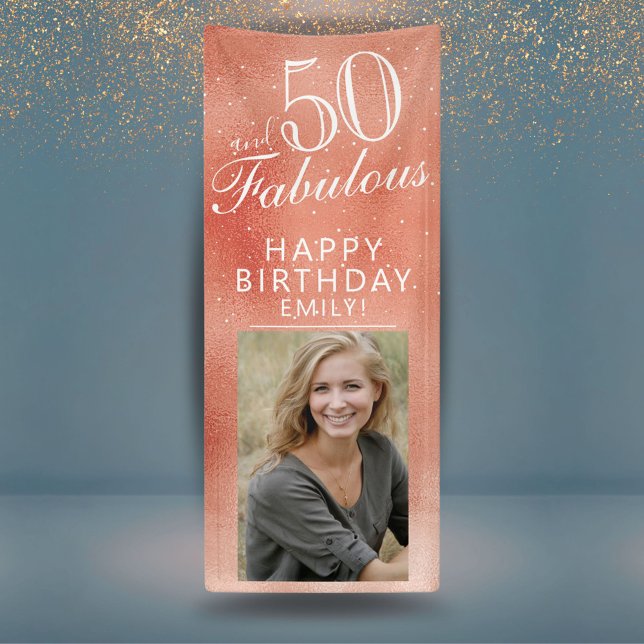 50 and Fabulous Rose Gold Metallic Photo Banner (Creator Uploaded)