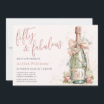50 And Fabulous Rose Gold Script 50th Birthday Invitation<br><div class="desc">This modern and elegant 50 and Fabulous Rose Gold Script 50th Birthday Party Invitation is perfect for your loved one who's turning fifty! It features a watercolor champagne bottle decorated with pearls, delicate cream flowers that's tied with a soft teal blue bow. It's fonts are trendy yet classic, feminine and...</div>