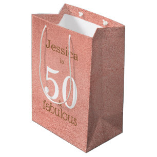 50 and Fabulous Rose Gold Simple 50th Birthday Medium Gift Bag