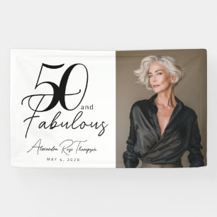 50 and Fabulous Script Photo 50th Birthday Party Banner