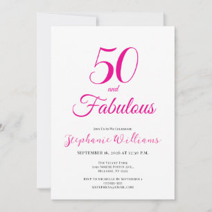 50 and Fabulous Script Pink 50th Birthday Party Invitation
