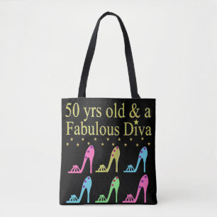 50 AND FABULOUS SHOE LOVER DESIGN TOTE BAG