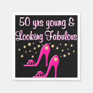 50 AND FABULOUS SHOE QUEEN NAPKIN