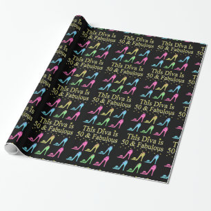 50 AND FABULOUS SHOE QUEEN WRAPPING PAPER