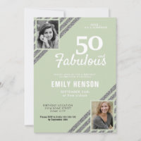 50 and Fabulous Silver Glitter 2 Photo Birthday