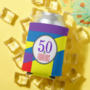 50 And Fabulous Stripes pattern Can Cooler
