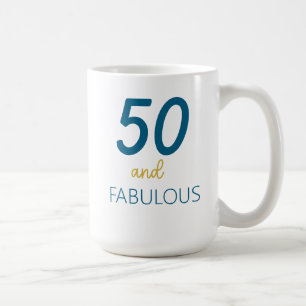 50 and Fabulous Teal and Gold Mug
