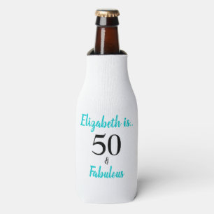 50 and Fabulous Turquoise Birthday Party Bottle Cooler