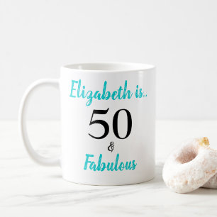 50 and Fabulous Turquoise Birthday Party Coffee Mug