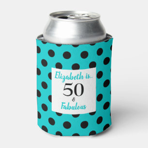 50 and Fabulous Turquoise Blue Birthday Party Can Cooler