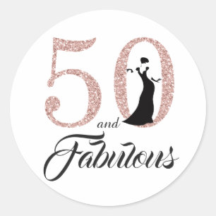 50 and Fabulous   Typography 50th Birthday Classic Round Sticker
