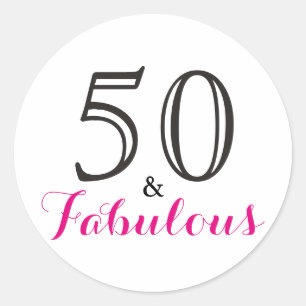50 and Fabulous   Typography 50th Birthday Classic Round Sticker