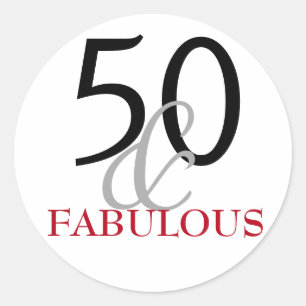 50 and Fabulous Typography 50th Birthday Classic Round Sticker